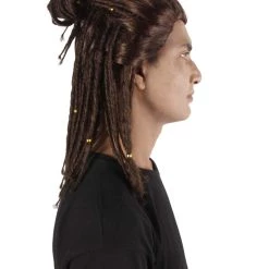 HPO Adult Men's Brown Braided Ponytail Alexios Assassin's Video Game Wig