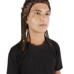 HPO Adult Men's Brown Braided Ponytail Alexios Assassin's Video Game Wig