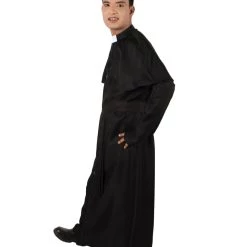 HPO Men's Adult Men’s Priest Black Cassock Clerical Collar & Shoulder Mantle Costume