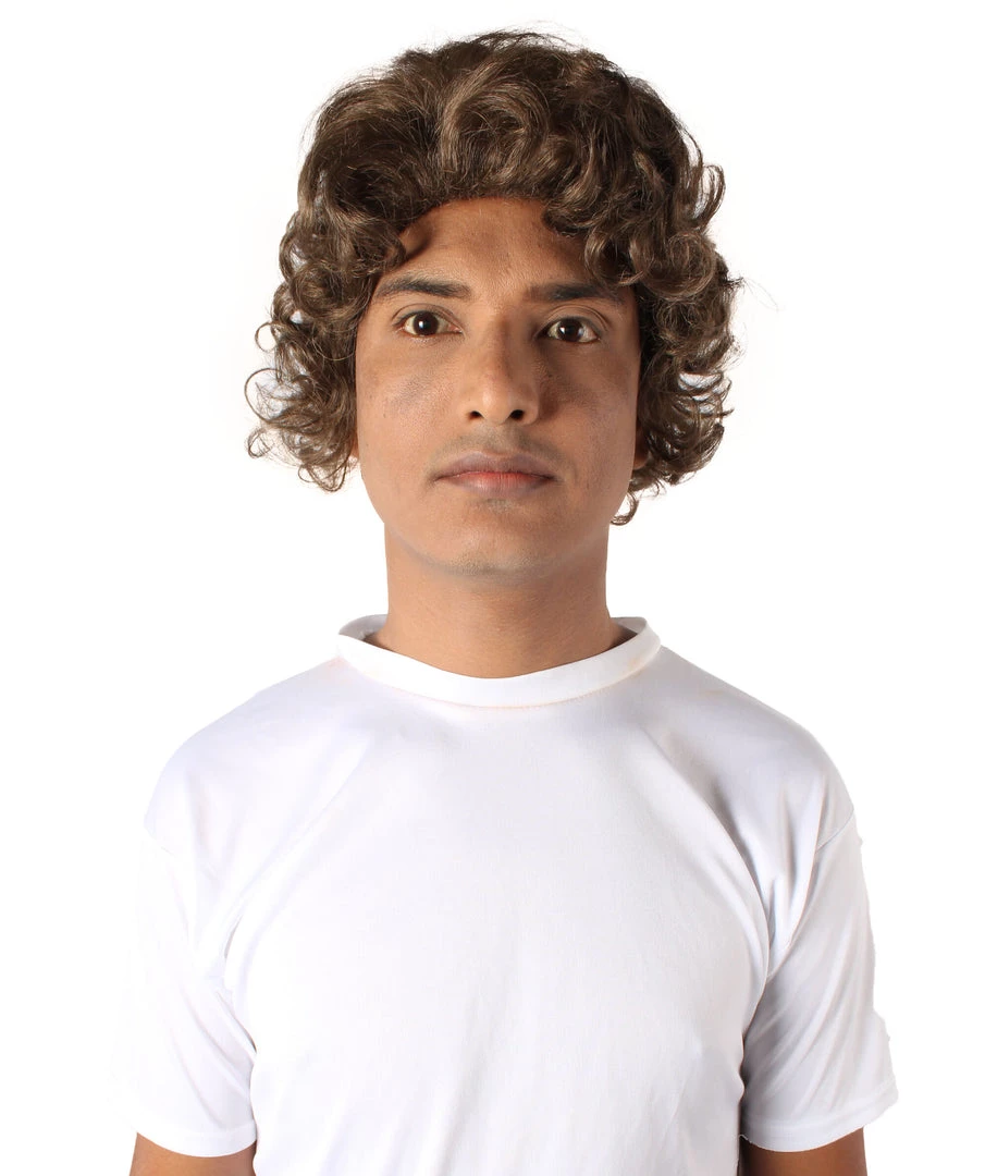 HPO Adult Men’s Famous Celebrity Comic Spider Tom Layered Curly Dark Brown Wig