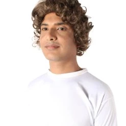 HPO Adult Men’s Famous Celebrity Comic Spider Tom Layered Curly Dark Brown Wig