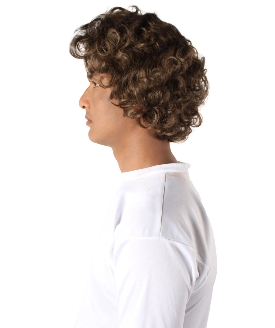 HPO Adult Men’s Famous Celebrity Comic Spider Tom Layered Curly Dark Brown Wig