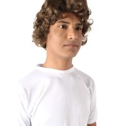 HPO Adult Men’s Famous Celebrity Comic Spider Tom Layered Curly Dark Brown Wig