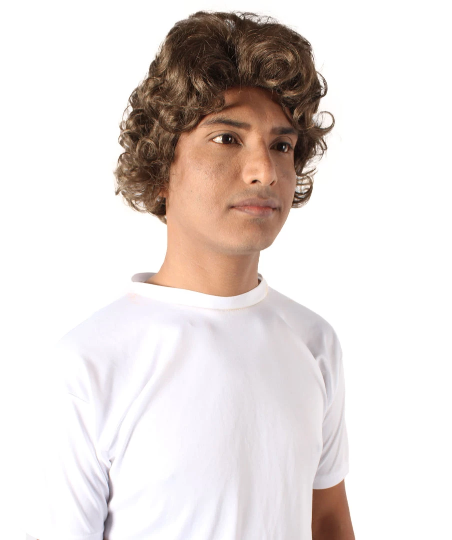 HPO Adult Men’s Famous Celebrity Comic Spider Tom Layered Curly Dark Brown Wig