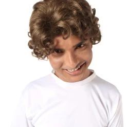 HPO Adult Men’s Famous Celebrity Comic Spider Tom Layered Curly Dark Brown Wig