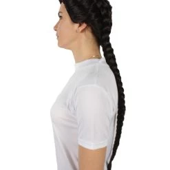 HPO Men's Adult Women’s Black Tomb Raider Braided Pigtail Wig