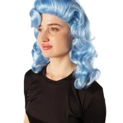 HPO Men's Adult Women’s Vintage Hollywood Blue Retro Curly Wig