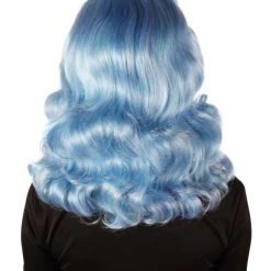 HPO Men's Adult Women’s Vintage Hollywood Blue Retro Curly Wig