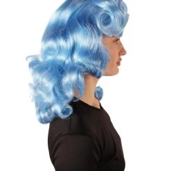 HPO Men's Adult Women’s Vintage Hollywood Blue Retro Curly Wig