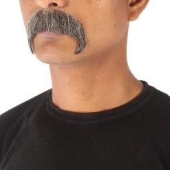 HPO Adult Men's Horseshoe Fake Human Hair Mustache | Facial Hair Multiple Colors Options