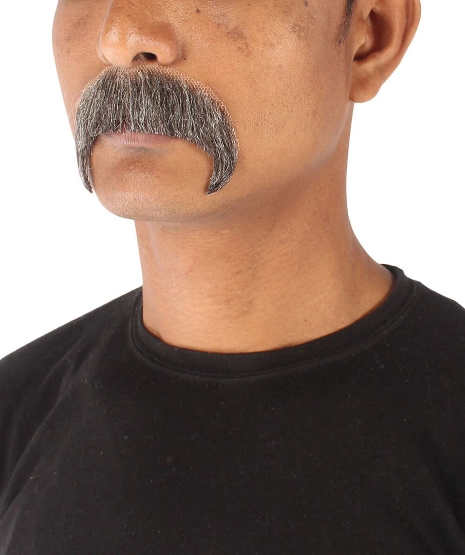 HPO Adult Men's Horseshoe Fake Human Hair Mustache | Facial Hair Multiple Colors Options