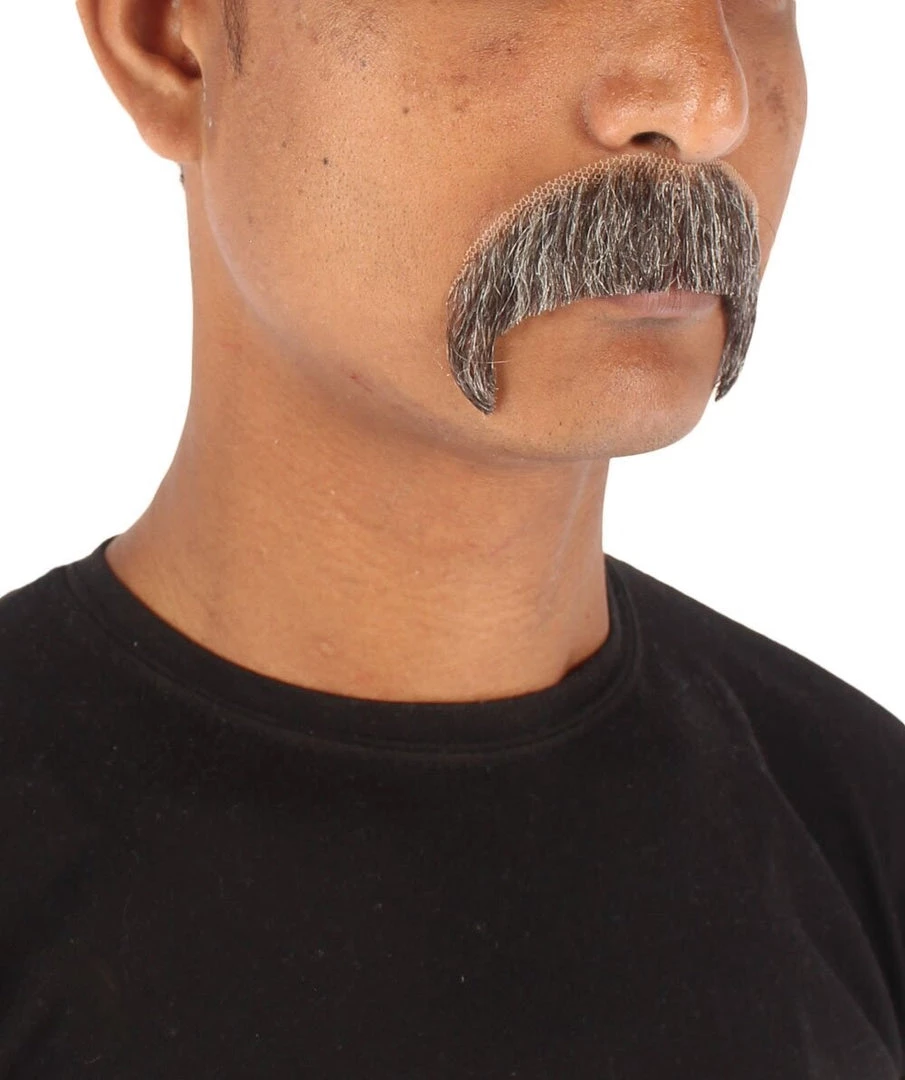 HPO Adult Men's Horseshoe Fake Human Hair Mustache | Facial Hair Multiple Colors Options
