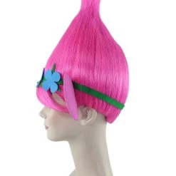 BC Women's Poppy Trolls With Ears Wig | Pink Cosplay Halloween Wig | Premium Breathable Capless Cap