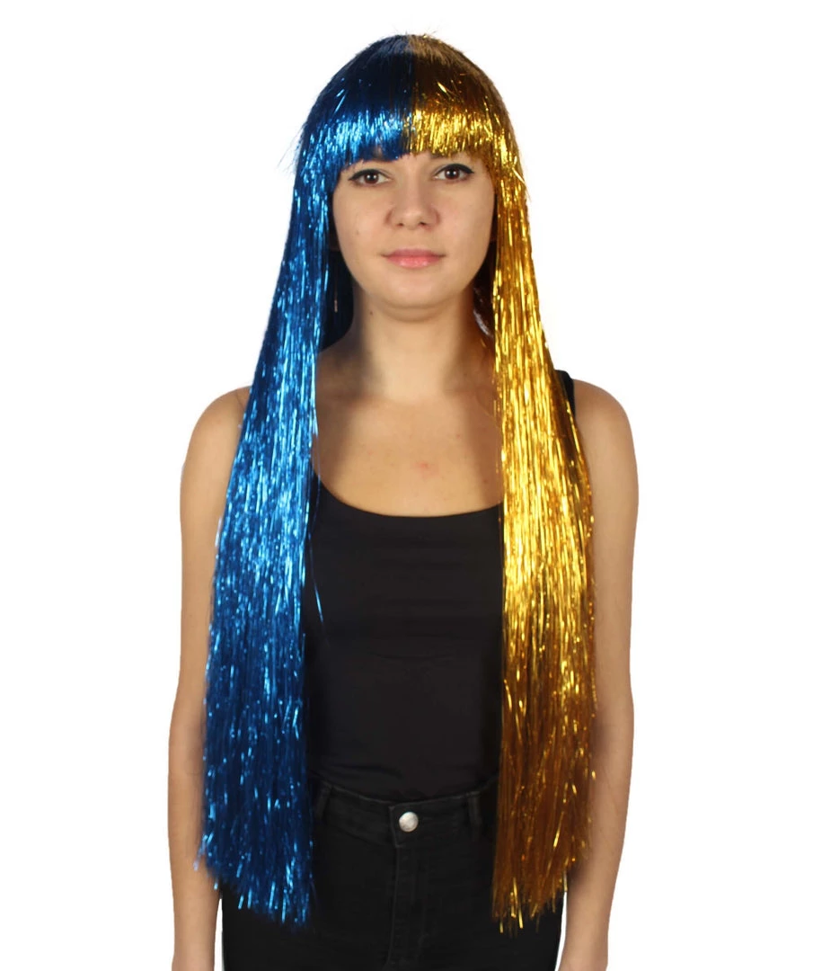 HPO Men's Adult Womens Long Tinsel Wig Collection | Party Ready Fancy Cosplay Halloween Wig | Premium Breathable Capless Cap