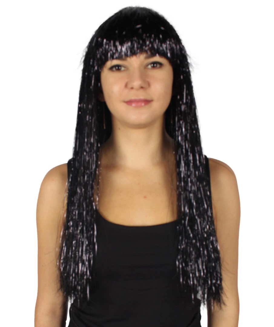 HPO Men's Adult Womens Long Tinsel Wig Collection | Party Ready Fancy Cosplay Halloween Wig | Premium Breathable Capless Cap