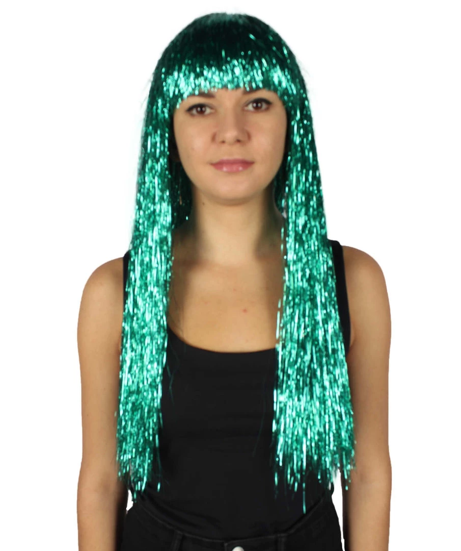 HPO Men's Adult Womens Long Tinsel Wig Collection | Party Ready Fancy Cosplay Halloween Wig | Premium Breathable Capless Cap