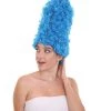 HPO Adult Women's Animated Sitcom Mom Blue Curly Afro Wig