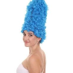 HPO Adult Women's Animated Sitcom Mom Blue Curly Afro Wig