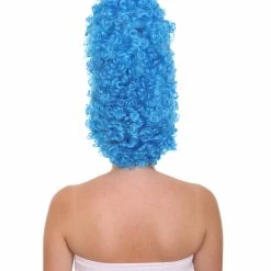 HPO Adult Women's Animated Sitcom Mom Blue Curly Afro Wig