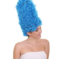 HPO Adult Women's Animated Sitcom Mom Blue Curly Afro Wig