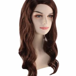 BC Women's Dark Brown Color Wavy Medium Length Trendy Earth Princess Wig