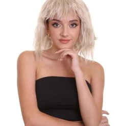 HPO Women's Shoulder Length Bangs Wavy Cosplay Wig | Multiple Color Options