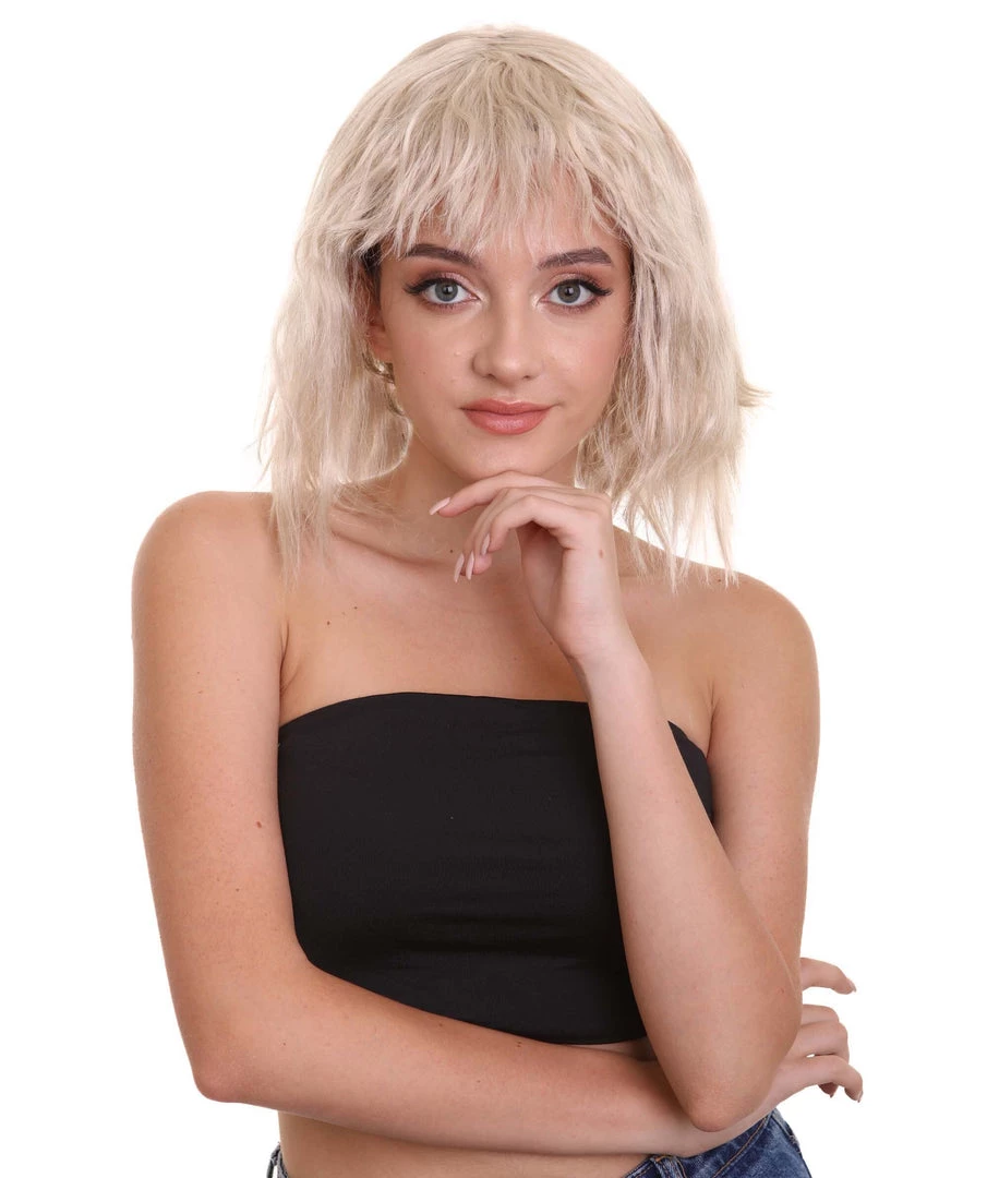 HPO Women's Shoulder Length Bangs Wavy Cosplay Wig | Multiple Color Options