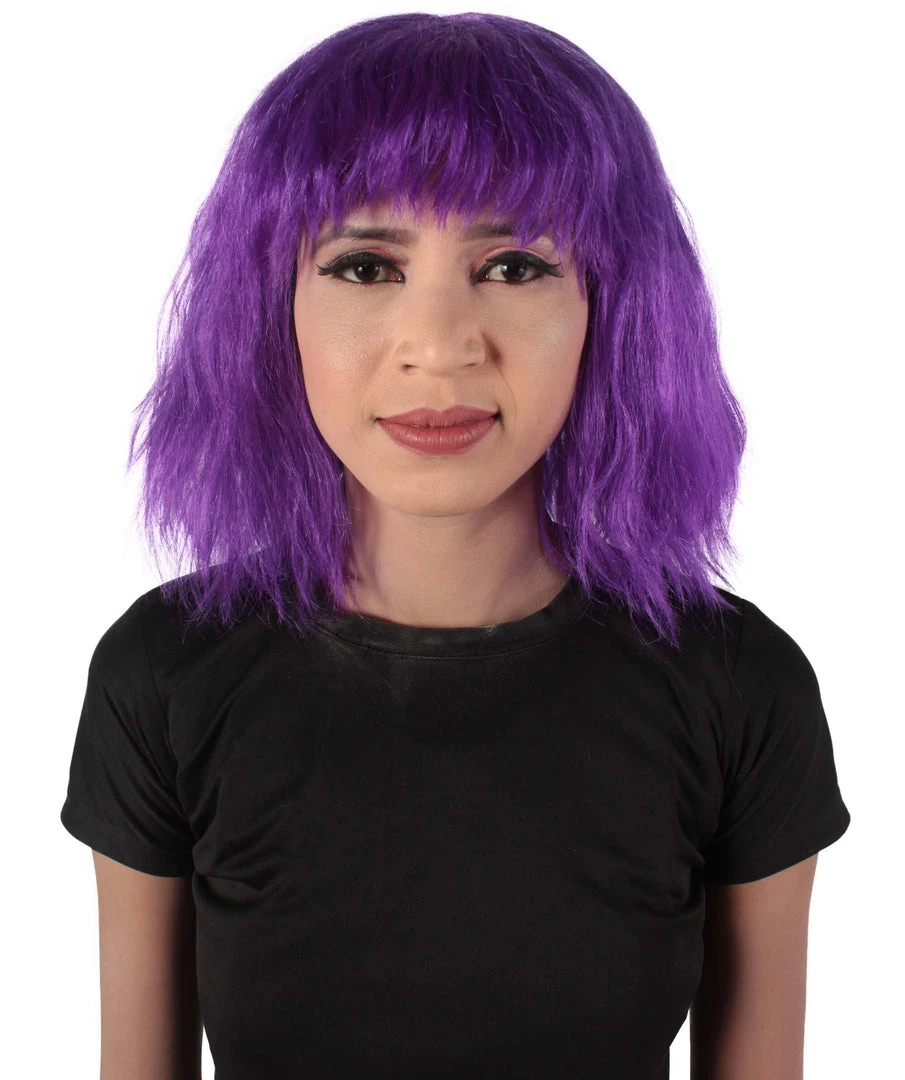HPO Women's Shoulder Length Bangs Wavy Cosplay Wig | Multiple Color Options
