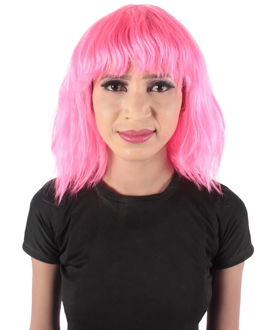 HPO Women's Shoulder Length Bangs Wavy Cosplay Wig | Multiple Color Options