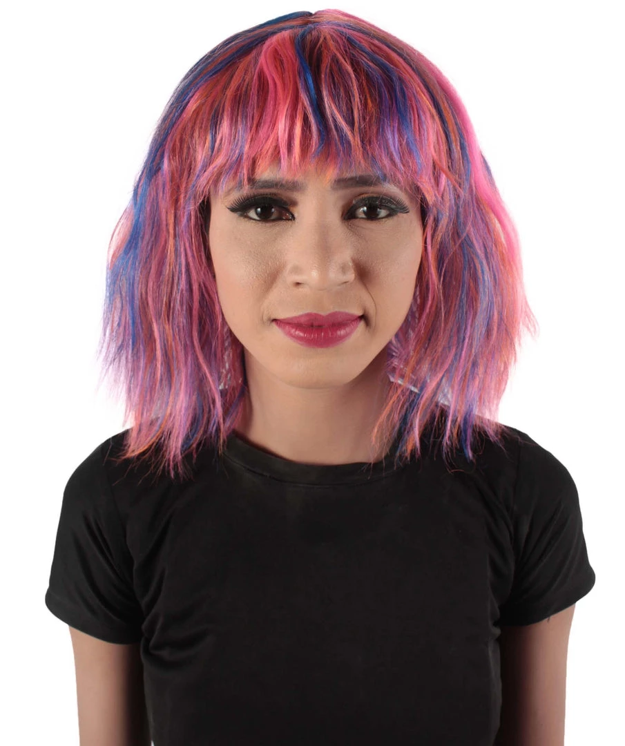 HPO Women's Shoulder Length Bangs Wavy Cosplay Wig | Multiple Color Options