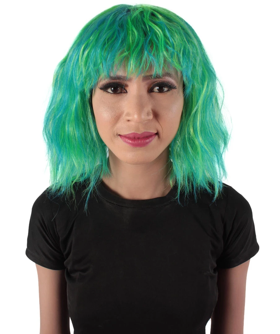 HPO Women's Shoulder Length Bangs Wavy Cosplay Wig | Multiple Color Options