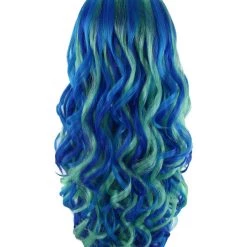 BC Women's Teal Blue Color Wavy Long Length Trendy Aquatic Beauty Wig