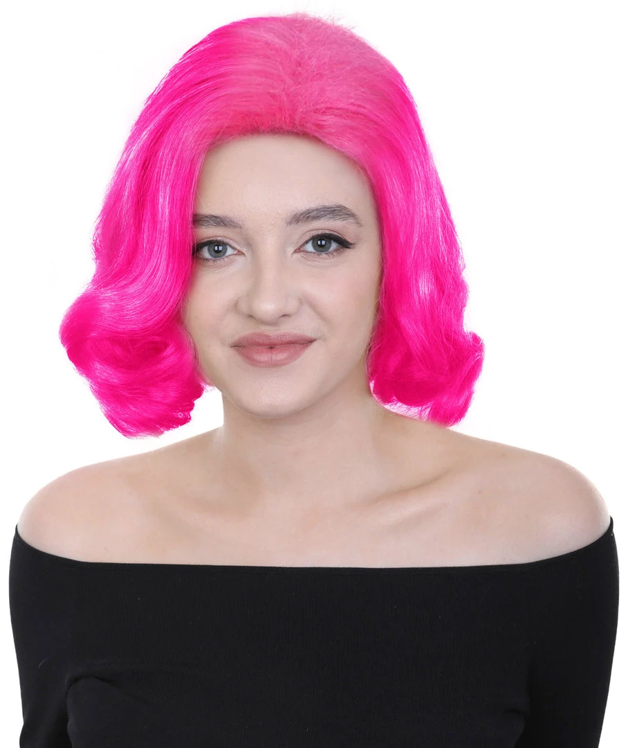 HPO Adult Women's Short Wavy Halloween Modern Wife Wig Multiple Color Options