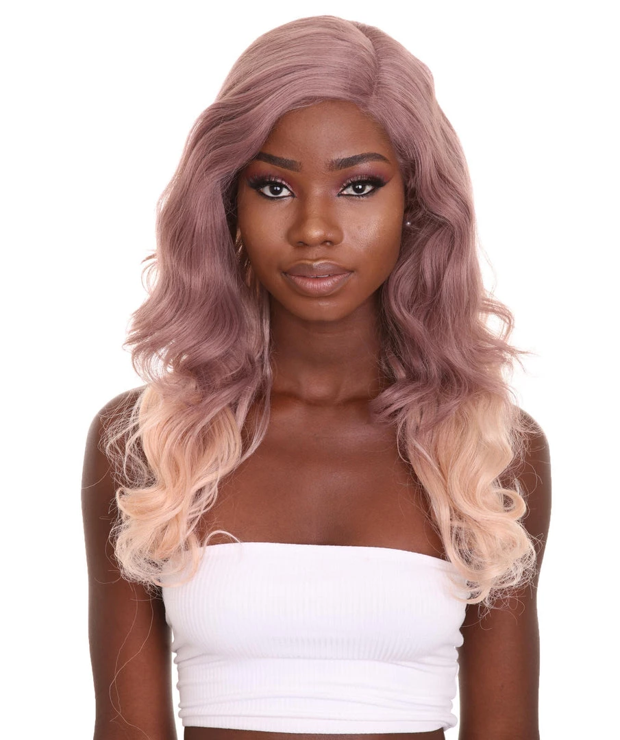 HPO Adult Women's 21" In. High End Make Up Artist Inspired Wig - Long Length Walnut Brown Ombre Hair - Lace Front Heat Resistant Fibers | Nunique
