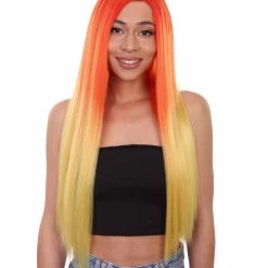 HPO Adult Women's 23" In. American Singer And Rapper Inspired Wig - Long Length Tropical Gradient Hair - Lace Front Heat Resistant Fibers | Nunique