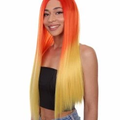HPO Adult Women's 23" In. American Singer And Rapper Inspired Wig - Long Length Tropical Gradient Hair - Lace Front Heat Resistant Fibers | Nunique