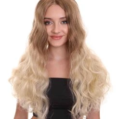 HPO Adult Women's 23" In. Social Media Influencer Inspired Wig - Long Length Blonde Ombre Hair - Lace Front Heat Resistant Fibers | Nunique