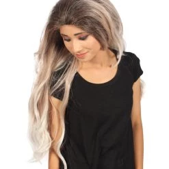 Ashley Women's Long Length Lace Front Wavy With Dark Top Bangs - Adults Fashoin Wigs | Nunique | Nunique