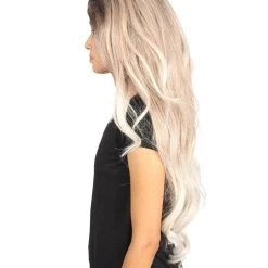 Ashley Women's Long Length Lace Front Wavy With Dark Top Bangs - Adults Fashoin Wigs | Nunique | Nunique