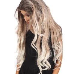Ashley Women's Long Length Lace Front Wavy With Dark Top Bangs - Adults Fashoin Wigs | Nunique | Nunique