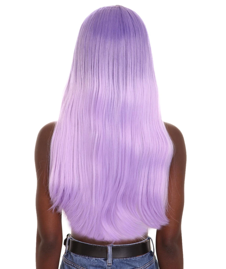 Nunique Adult Women's 23" In. Social Media Influencer Inspired Wig - Long Length Lilac Purple Hair With Dark Roots - Lace Front Heat Resistant Fibers | Nunique