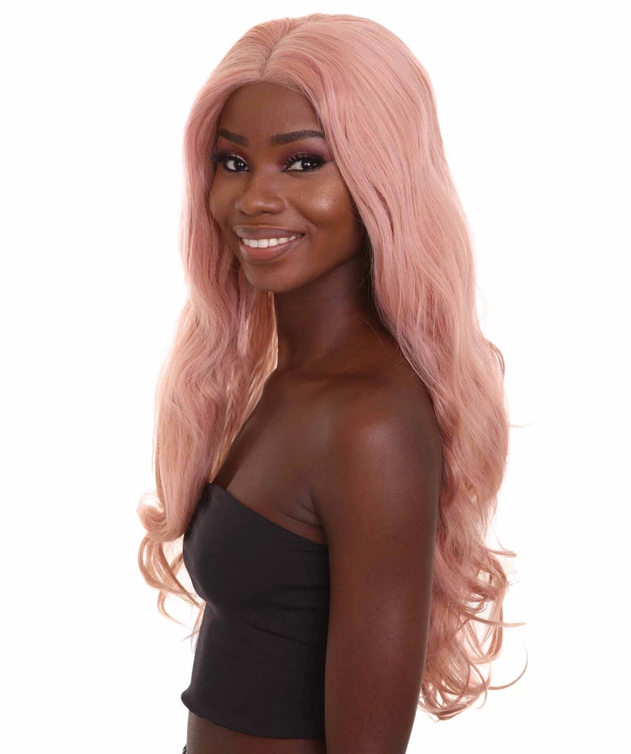 Nunique Women's 30" Wavy Lace Front Heat Resistant Fashion Icon Wig - Extra Long Length Pink Hair - Easy To Wear And Simple To Maintain | Nunique
