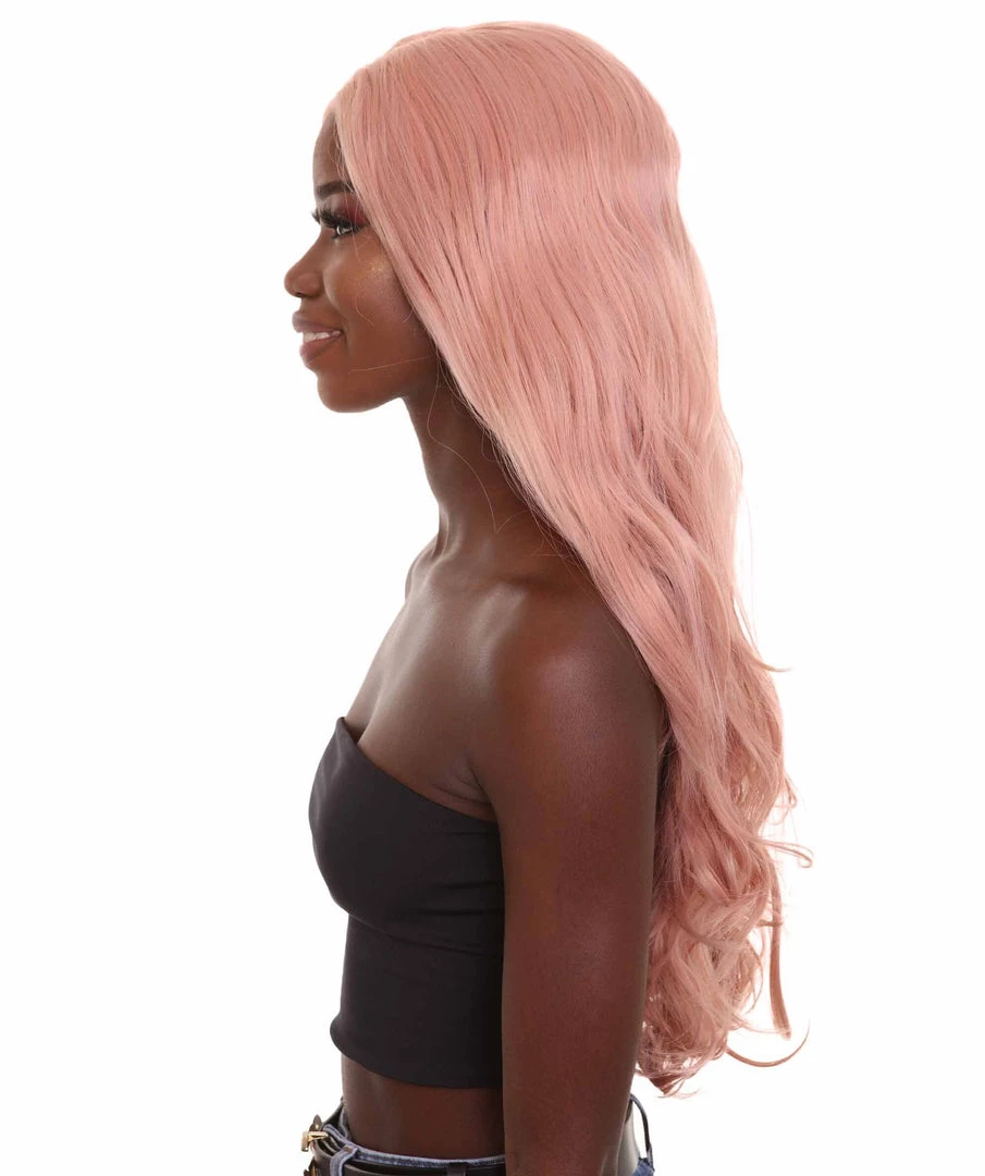 Nunique Women's 30" Wavy Lace Front Heat Resistant Fashion Icon Wig - Extra Long Length Pink Hair - Easy To Wear And Simple To Maintain | Nunique