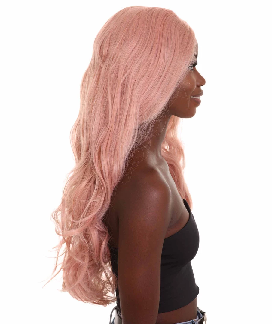 Nunique Women's 30" Wavy Lace Front Heat Resistant Fashion Icon Wig - Extra Long Length Pink Hair - Easy To Wear And Simple To Maintain | Nunique