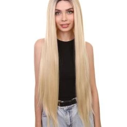Romee Women's Long Length Lace Front Straight Hair With Dark Roots - Adult Fashion Wigs | Nunique | Nunique