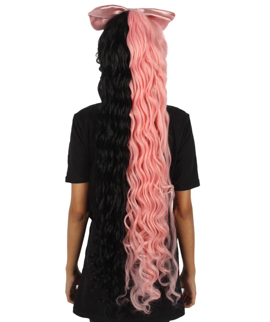 Women's Extra Long High Ponytail In Bubblegum Pink And Black Split Dye - Wavy Adult Lace Wig | Nunique | Nunique