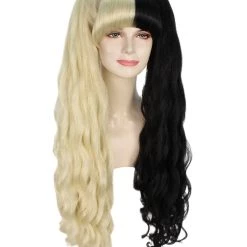 Women's Two-Tone Extra High Pigtails With Wavy Texture And Bangs Blonde | Fashion Wig | Nunique
