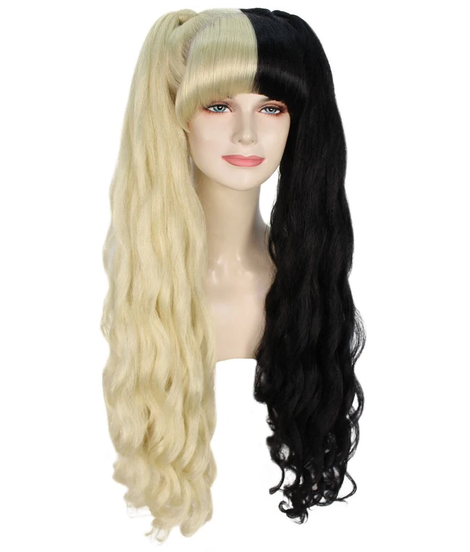 Women's Two-Tone Extra High Pigtails With Wavy Texture And Bangs Blonde | Fashion Wig | Nunique