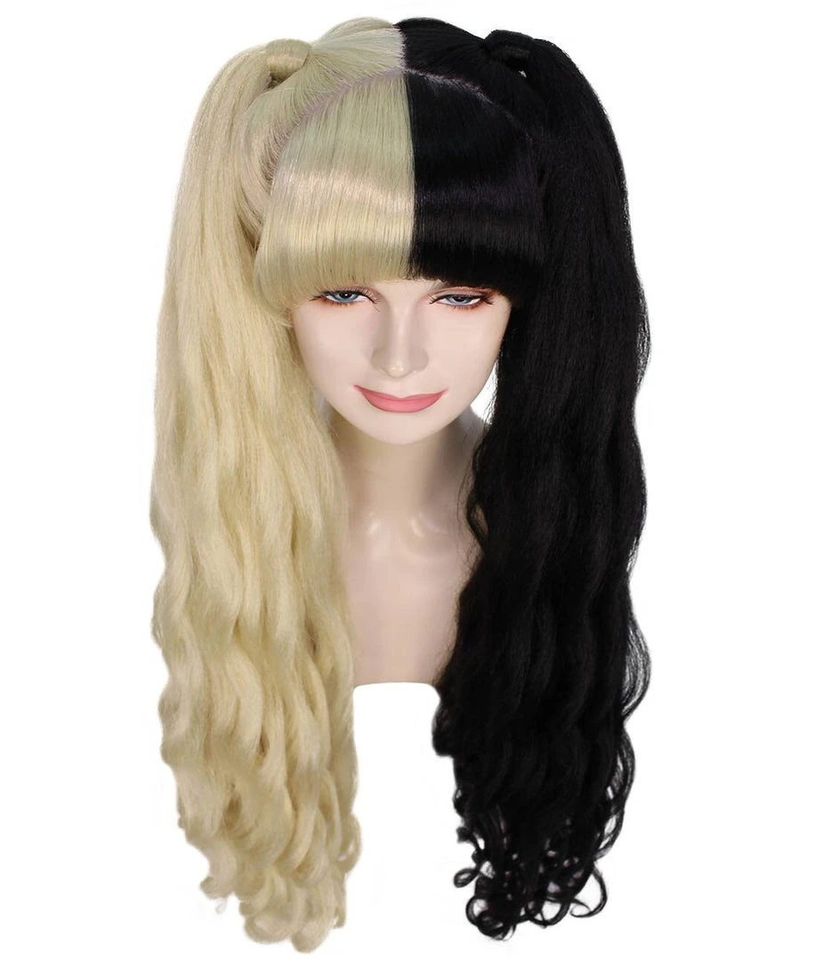 Women's Two-Tone Extra High Pigtails With Wavy Texture And Bangs Blonde | Fashion Wig | Nunique