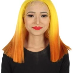 Womens Sunrise Shoulder Length 4x4 Lacefront - Dip Dye Synthetic Extra Bright Ombre Shoulder Length Bob - Adult Lace Front Wig | Nunique | Nunique